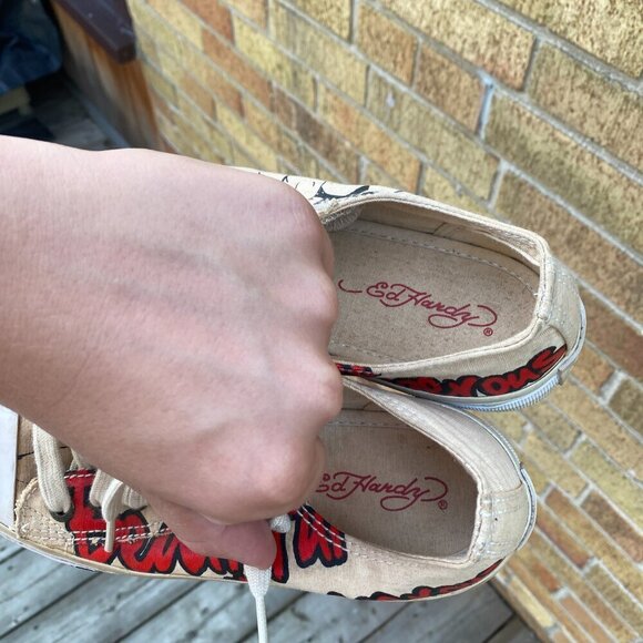Vintage Ed Hardy Canvas Shoes Size 6 Womens - Picture 5 of 10